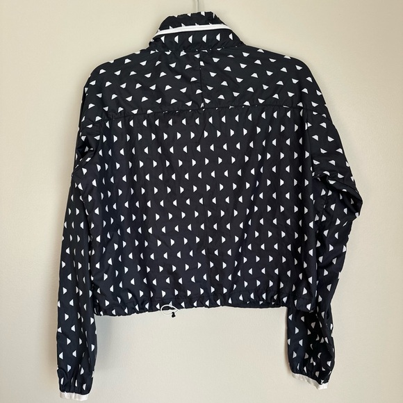 Nike womens cropped black white Print full zip hooded windbreaker jacket size M - Picture 3 of 9